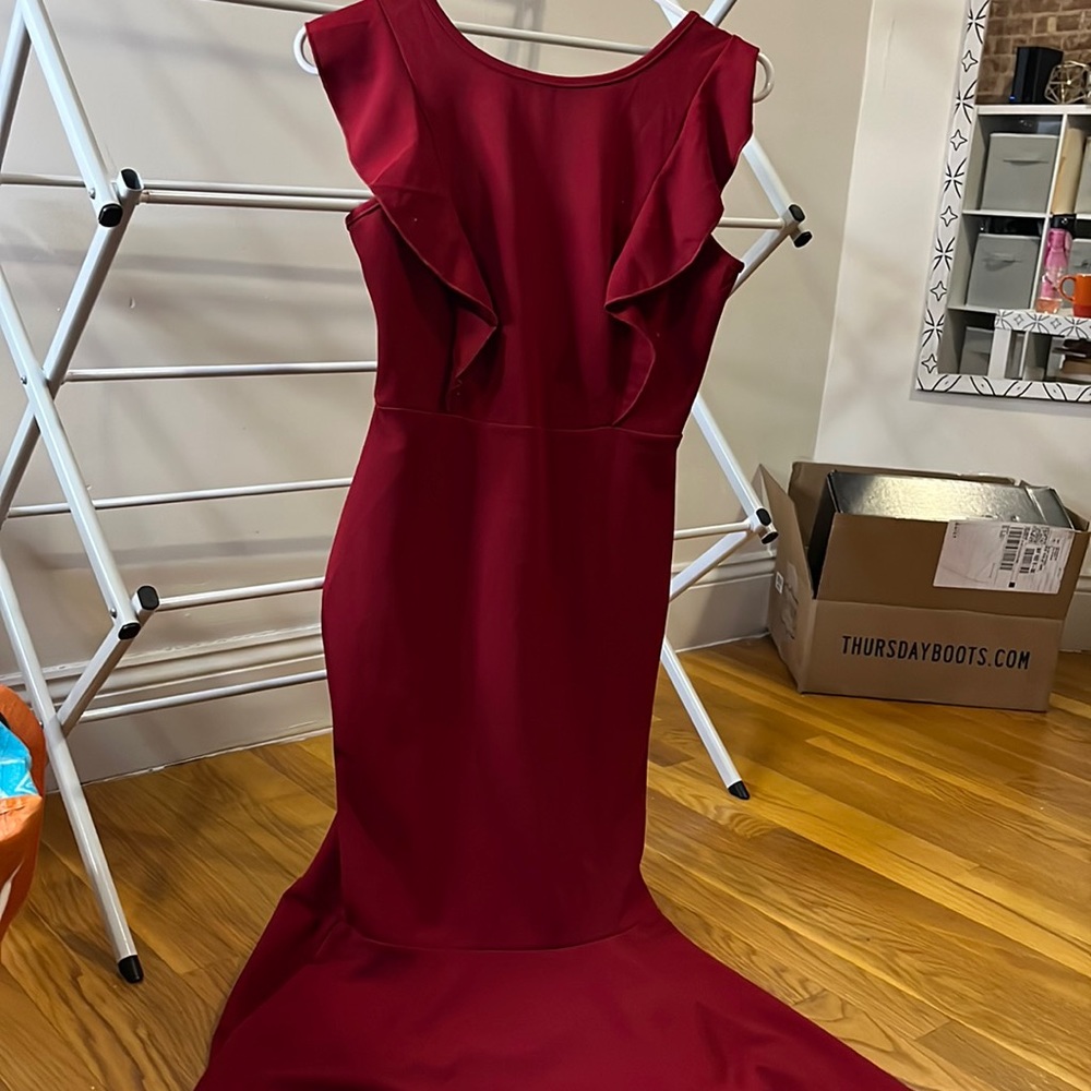 Long red dress